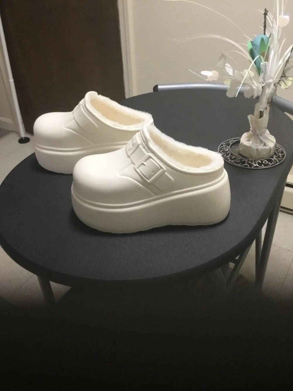 Platform slip on fleece lined crocs